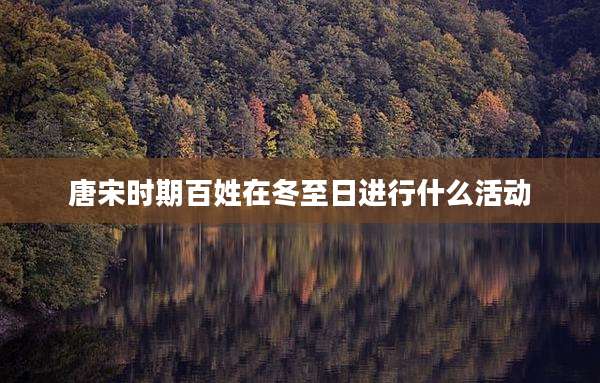 唐宋时期百姓在冬至日进行什么活动