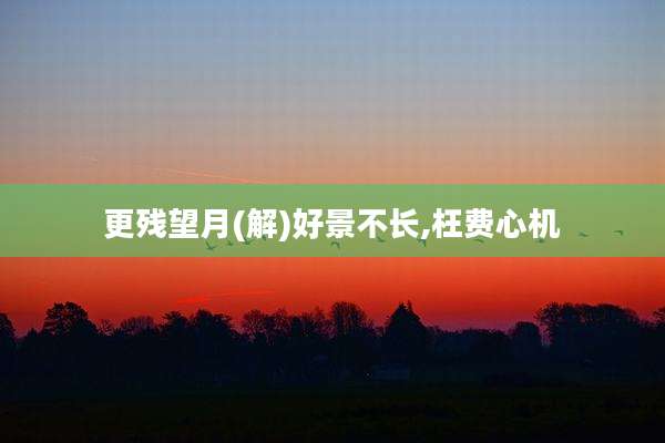 更残望月(解)好景不长,枉费心机