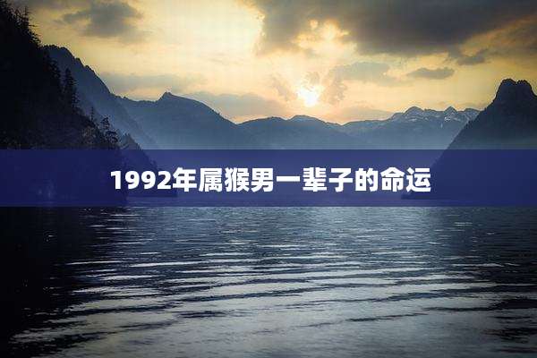 1992年属猴男一辈子的命运