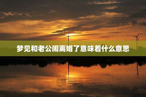 梦见和老公闹离婚了意味着什么意思