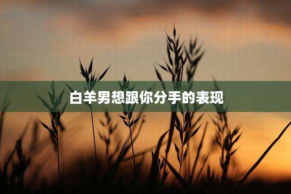 白羊男想跟你分手的表现
