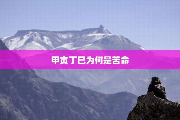 甲寅丁巳为何是苦命