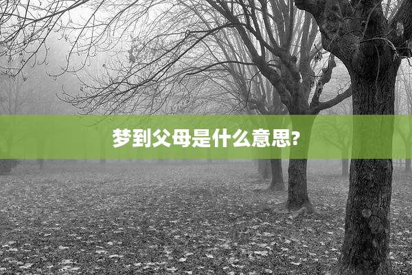 梦到父母是什么意思?