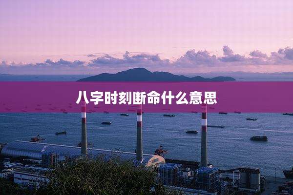 八字时刻断命什么意思