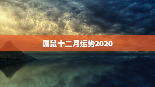 属鼠十二月运势2020