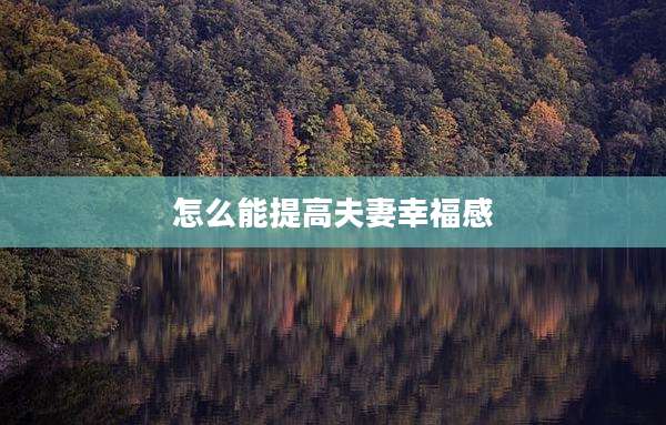 怎么能提高夫妻幸福感