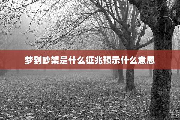 梦到吵架是什么征兆预示什么意思