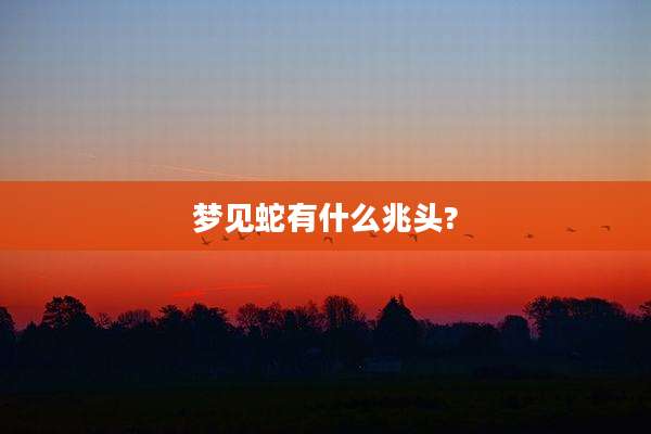 梦见蛇有什么兆头?