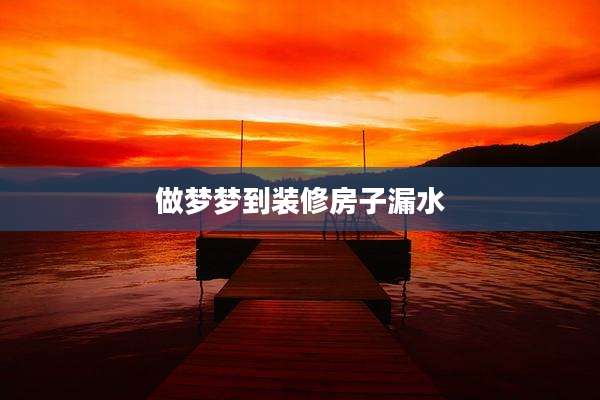 做梦梦到装修房子漏水