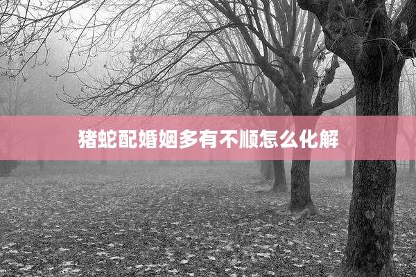 猪蛇配婚姻多有不顺怎么化解