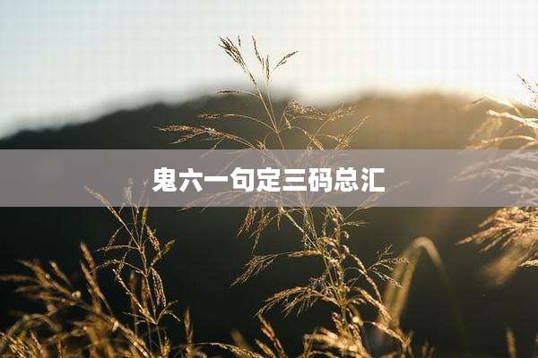 鬼六一句定三码总汇