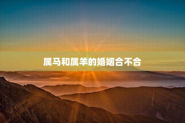 属马和属羊的婚姻合不合