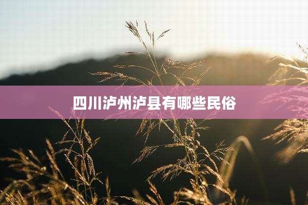 四川泸州泸县有哪些民俗