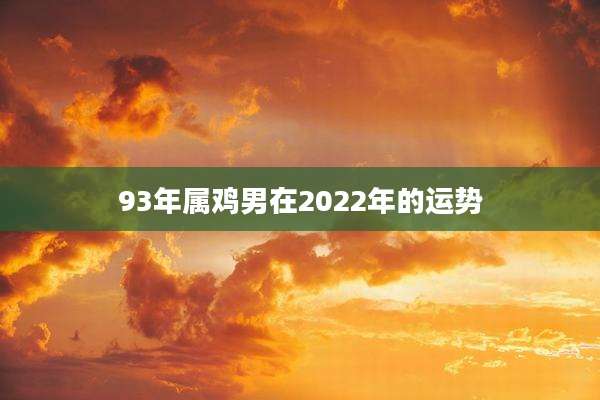 93年属鸡男在2022年的运势