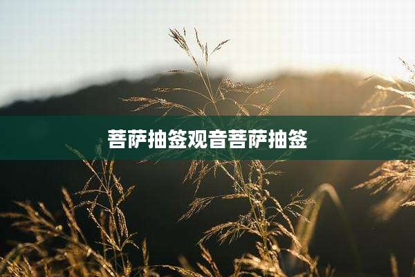 菩萨抽签观音菩萨抽签