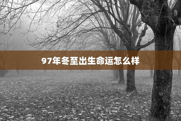 97年冬至出生命运怎么样