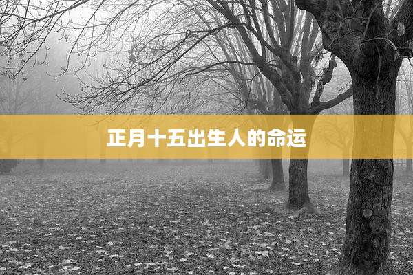 正月十五出生人的命运