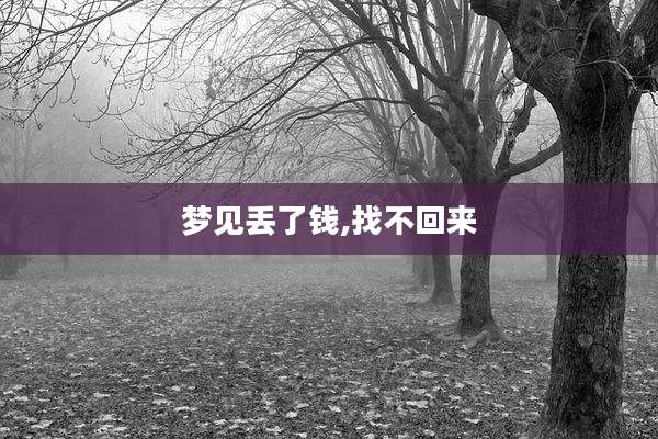 梦见丢了钱,找不回来