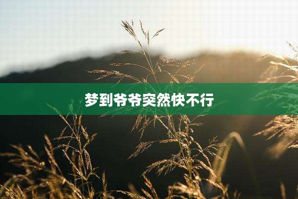 梦到爷爷突然快不行