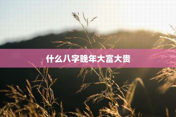 什么八字晚年大富大贵