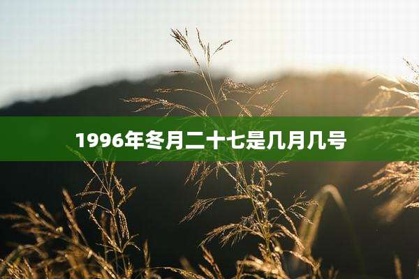 1996年冬月二十七是几月几号