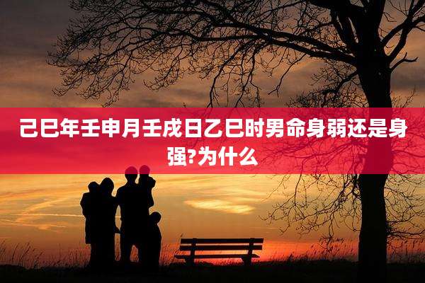 己巳年壬申月壬戌日乙巳时男命身弱还是身强?为什么