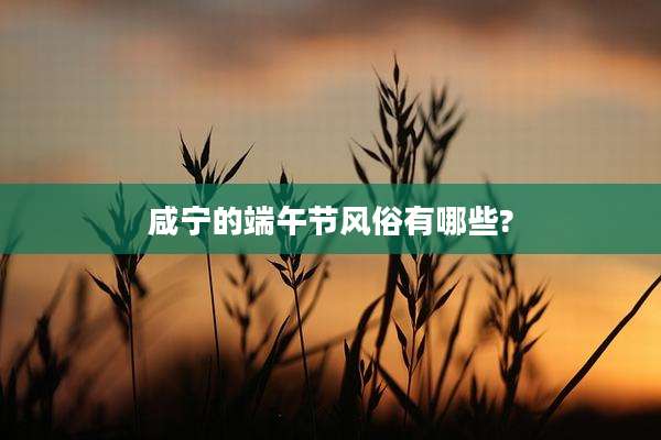 咸宁的端午节风俗有哪些?