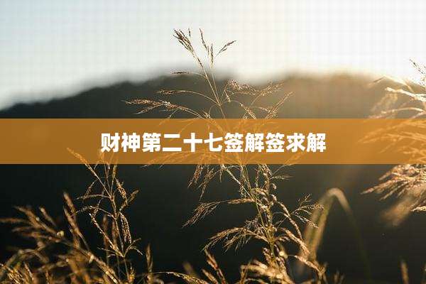 财神第二十七签解签求解