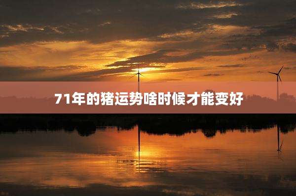 71年的猪运势啥时候才能变好