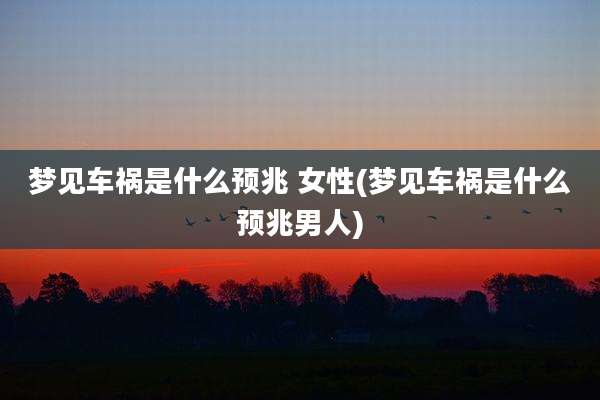 梦见车祸是什么预兆 女性(梦见车祸是什么预兆男人)
