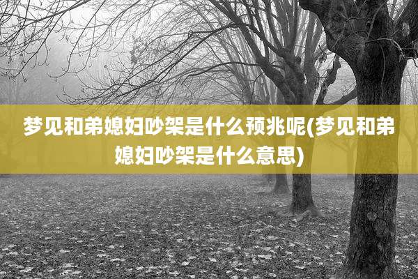 梦见和弟媳妇吵架是什么预兆呢(梦见和弟媳妇吵架是什么意思)