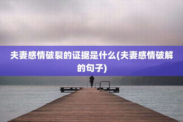 夫妻感情破裂的证据是什么(夫妻感情破解的句子)