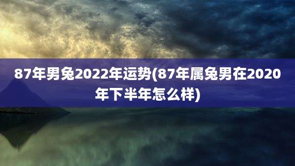 87年男兔2022年运势(87年属兔男在2020年下半年怎么样)