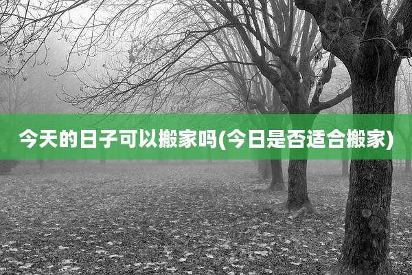 今天的日子可以搬家吗(今日是否适合搬家)