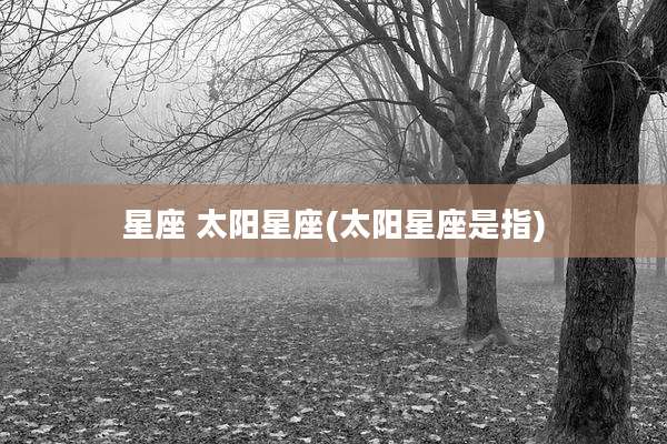 星座 太阳星座(太阳星座是指)