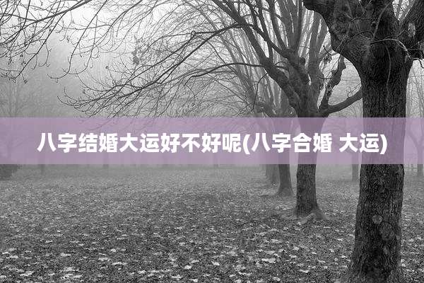 八字结婚大运好不好呢(八字合婚 大运)