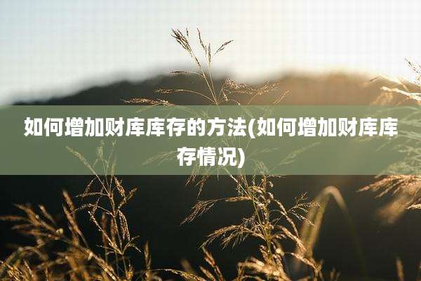 如何增加财库库存的方法(如何增加财库库存情况)