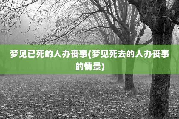 梦见已死的人办丧事(梦见死去的人办丧事的情景)