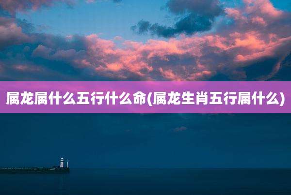 属龙属什么五行什么命(属龙生肖五行属什么)