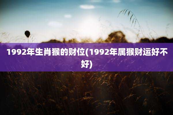 1992年生肖猴的财位(1992年属猴财运好不好)
