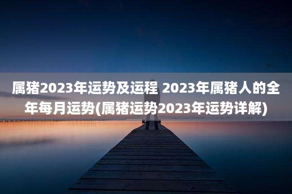 属猪2023年运势及运程 2023年属猪人的全年每月运势(属猪运势2023年运势详解)