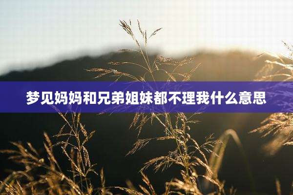梦见妈妈和兄弟姐妹都不理我什么意思