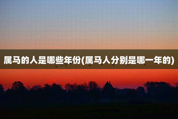 属马的人是哪些年份(属马人分别是哪一年的)