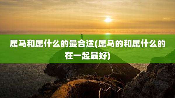 属马和属什么的最合适(属马的和属什么的在一起最好)