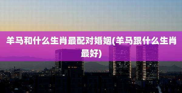 羊马和什么生肖最配对婚姻(羊马跟什么生肖最好)
