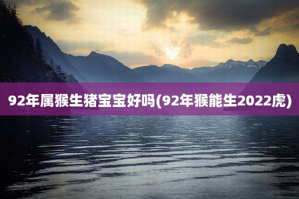92年属猴生猪宝宝好吗(92年猴能生2022虎)