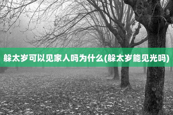 躲太岁可以见家人吗为什么(躲太岁能见光吗)
