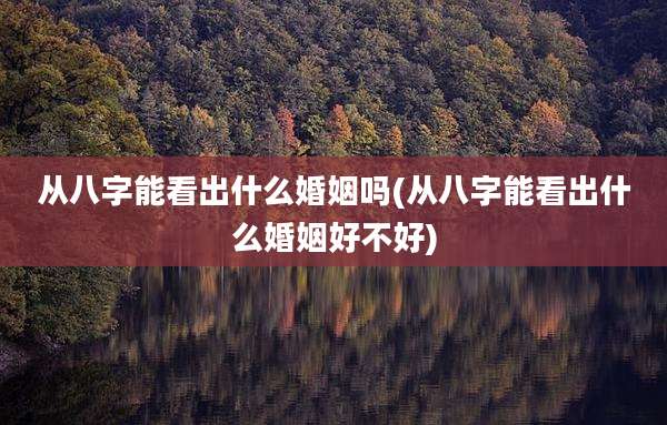从八字能看出什么婚姻吗(从八字能看出什么婚姻好不好)