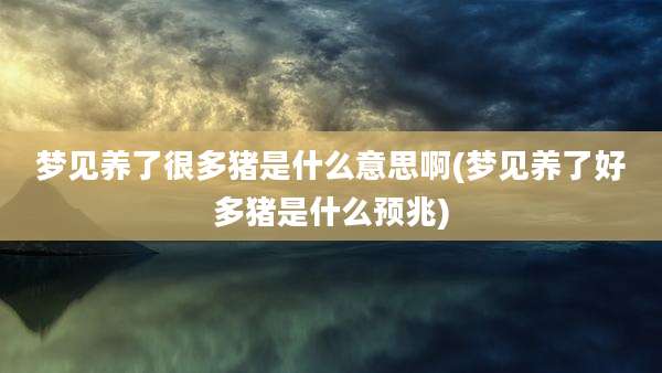 梦见养了很多猪是什么意思啊(梦见养了好多猪是什么预兆)