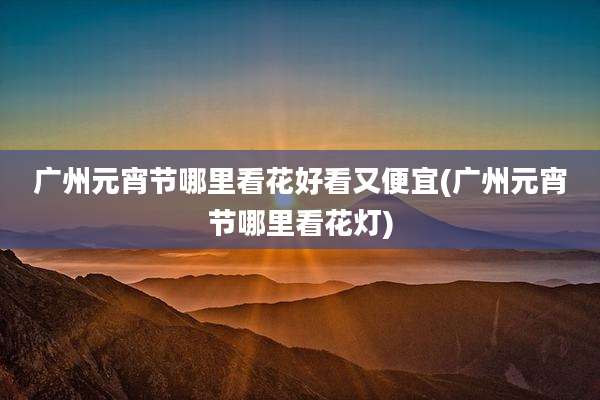 广州元宵节哪里看花好看又便宜(广州元宵节哪里看花灯)